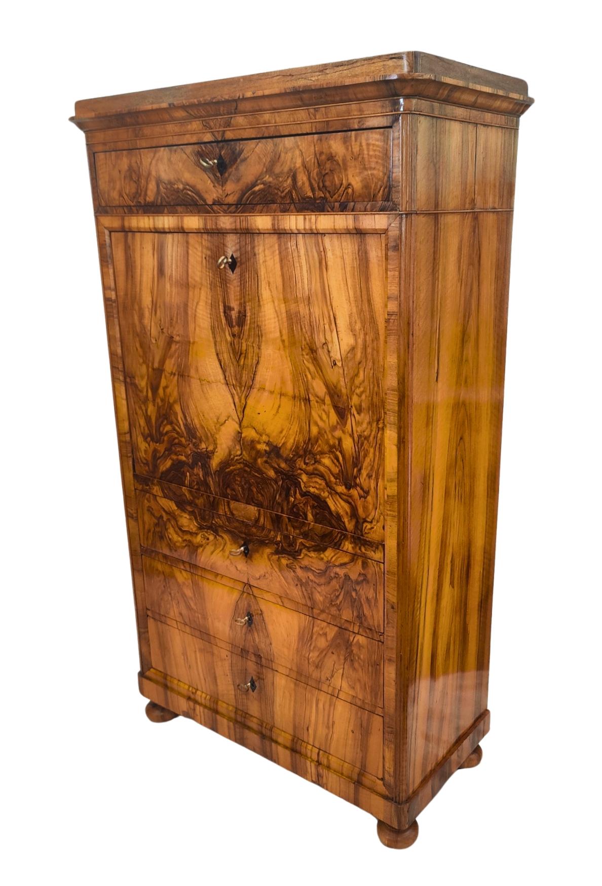 Secretaire in noce Biedermeier del XIX secolo in vendita 3