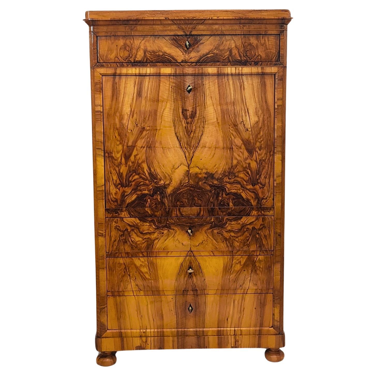 19th Century Biedermeier Walnut Secretaire