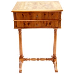 Antique 19th Century Biedermeier Walnut Sewing Table from Germany