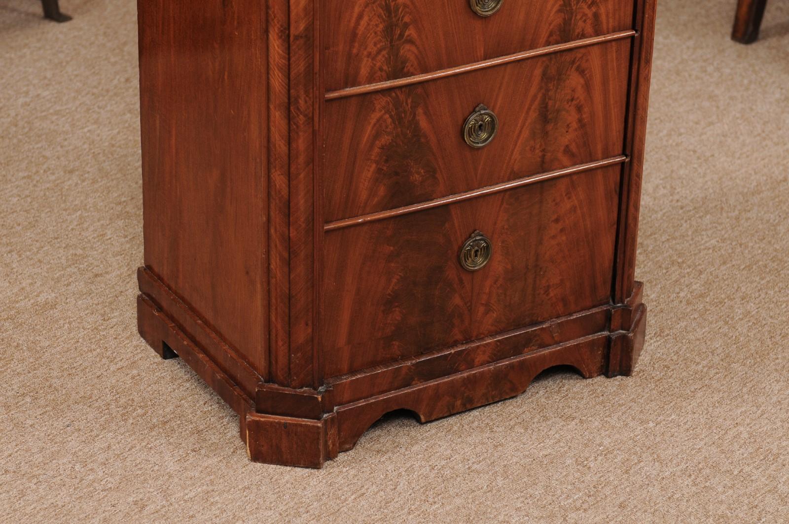 19th Century Biedermeier Walnut Side Cabinet with Canted Corners & Faux Drawers In Good Condition For Sale In Atlanta, GA