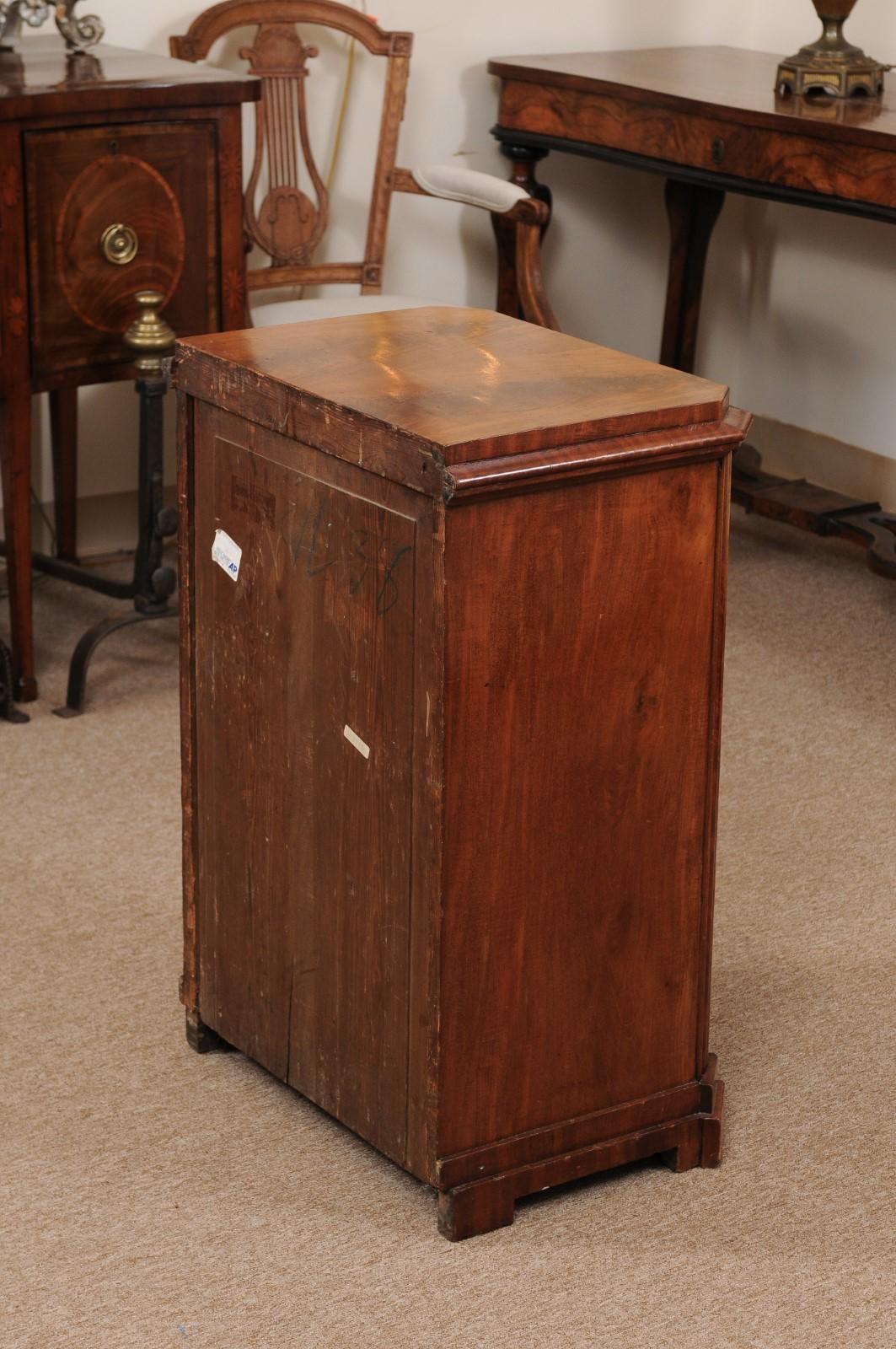 19th Century Biedermeier Walnut Side Cabinet with Canted Corners & Faux Drawers For Sale 4