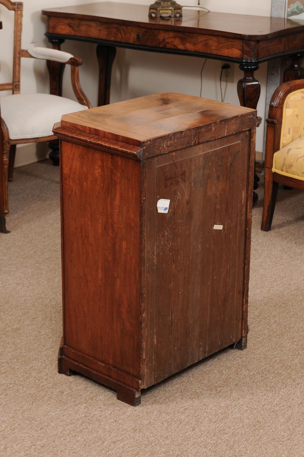 19th Century Biedermeier Walnut Side Cabinet with Canted Corners & Faux Drawers For Sale 5