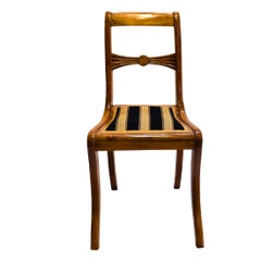 19th Century Biedermeier Walnut Side Chair with Carved Backrest
