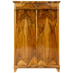 19th Century Biedermeier Walnut Vertiko or Cabinet