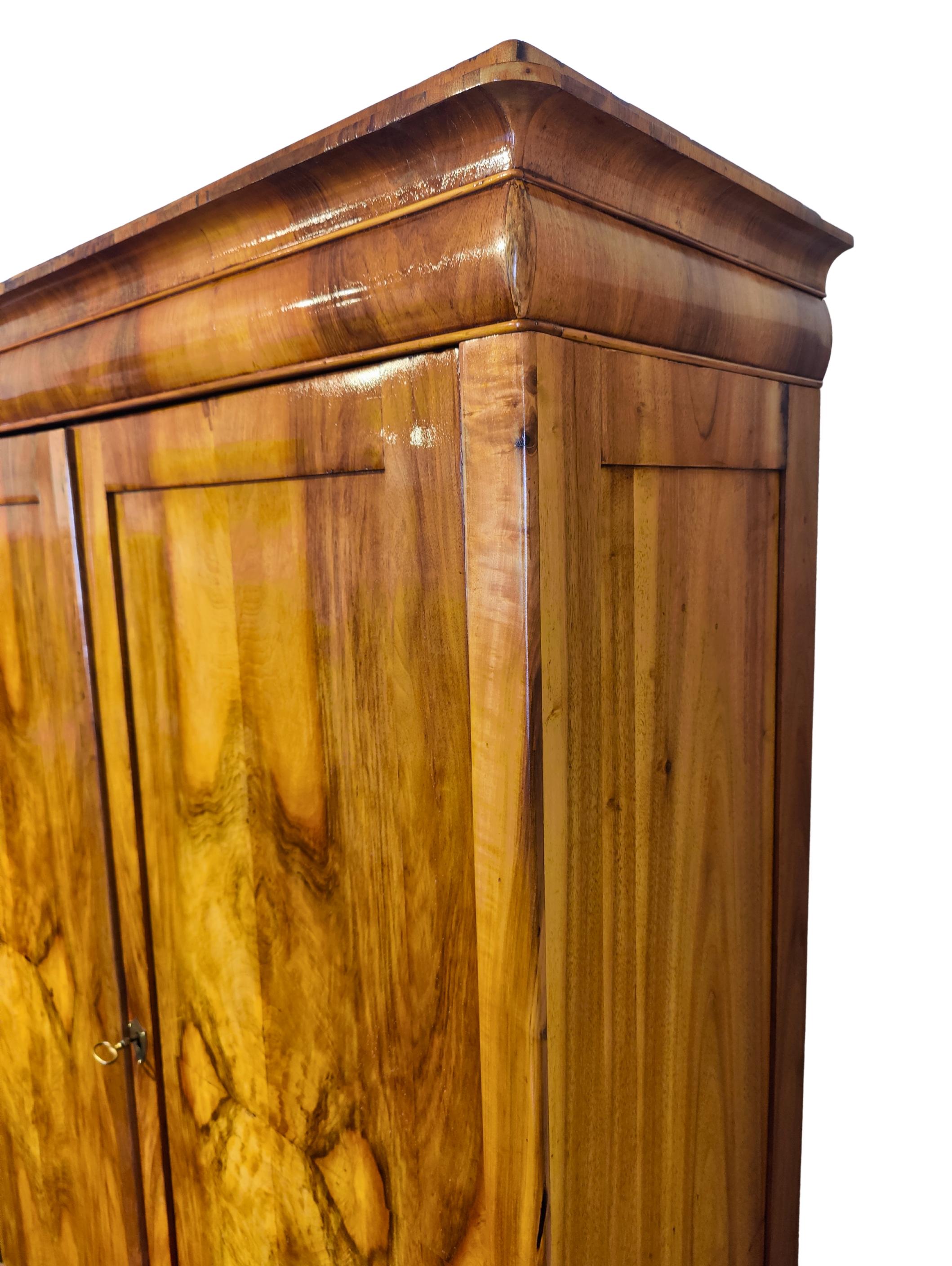 Early 19th Century South German Biedermeier Walnut Wardrobe For Sale 7