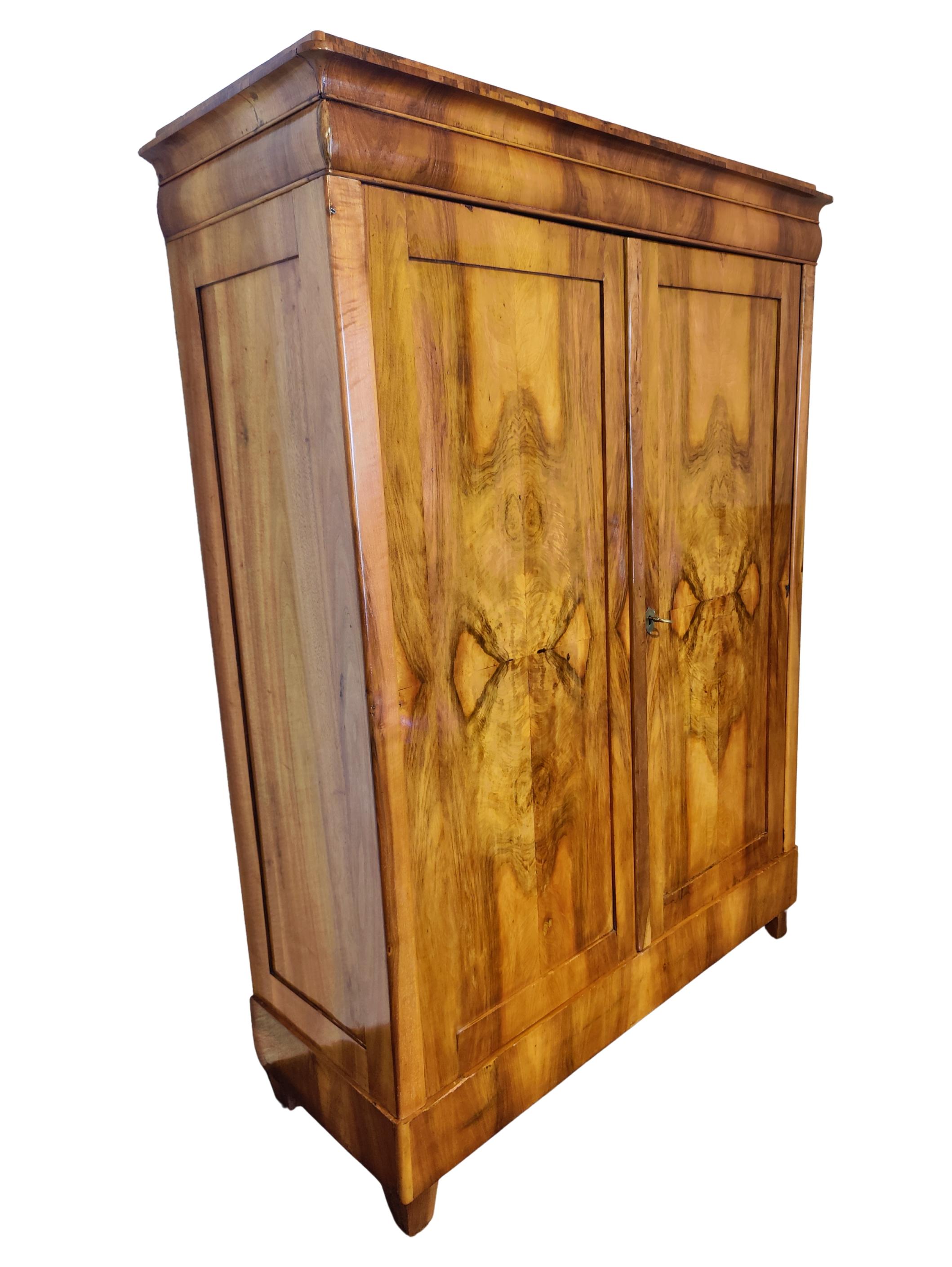 Early 19th Century South German Biedermeier Walnut Wardrobe For Sale 5