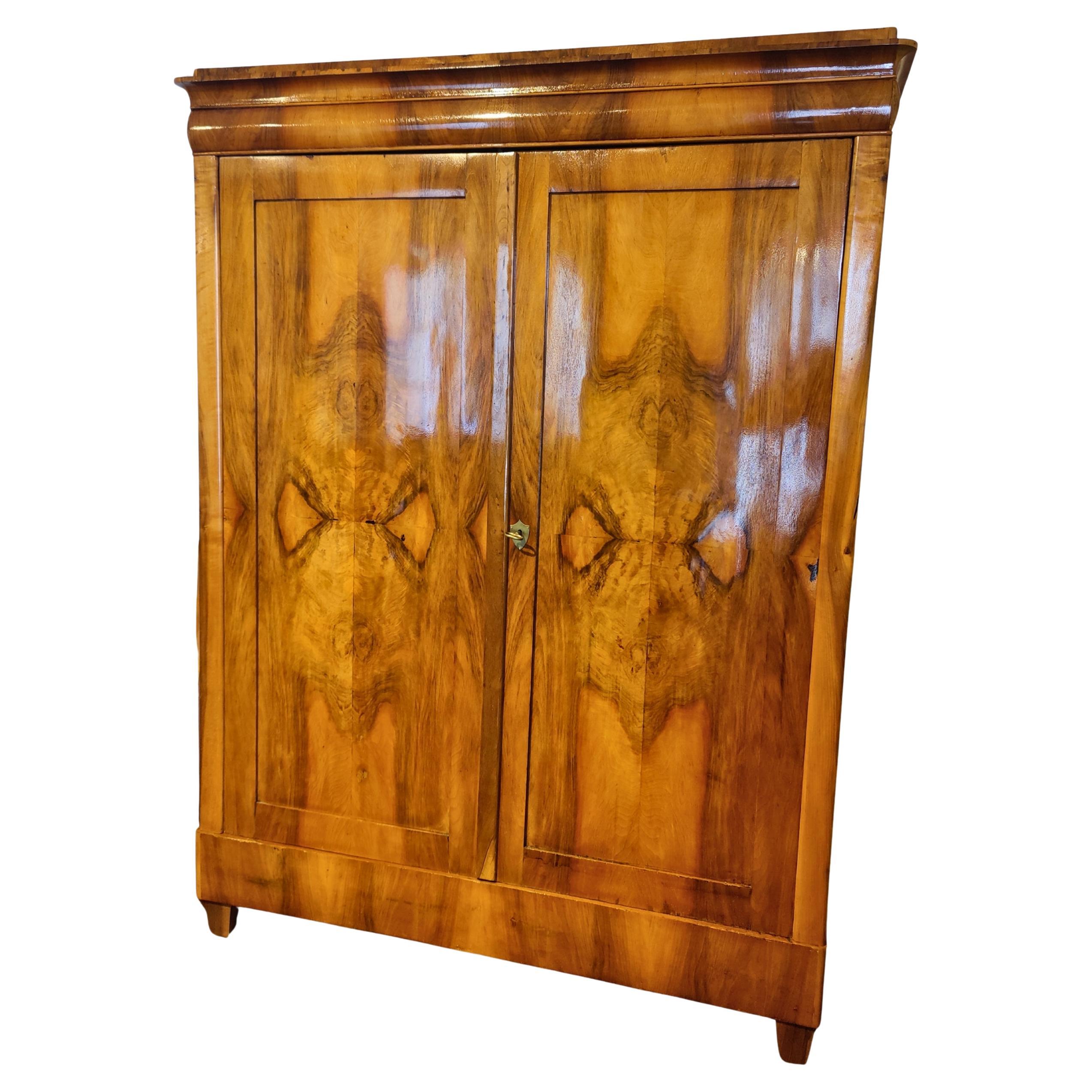 Early 19th Century South German Biedermeier Walnut Wardrobe For Sale