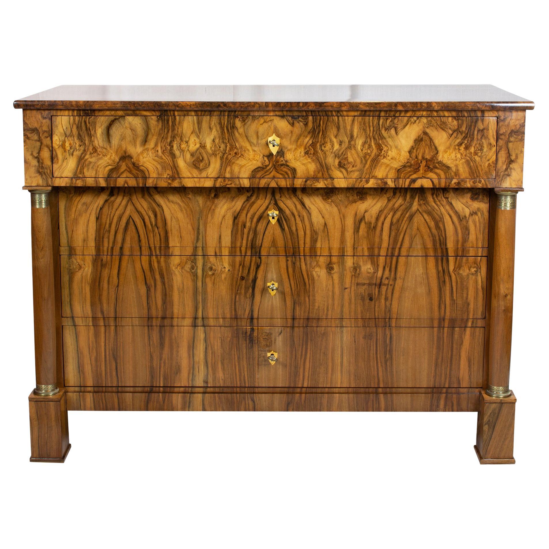 19th Century Biedermeier Walnut Writing Chest of Drawer