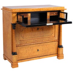 19th Century Biedermeier Writing Commode, small Secretary, Birch, circa 1830