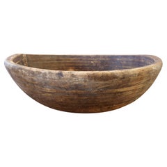 19th Century big antique country  genuine rustic folk Art Wooden bowl