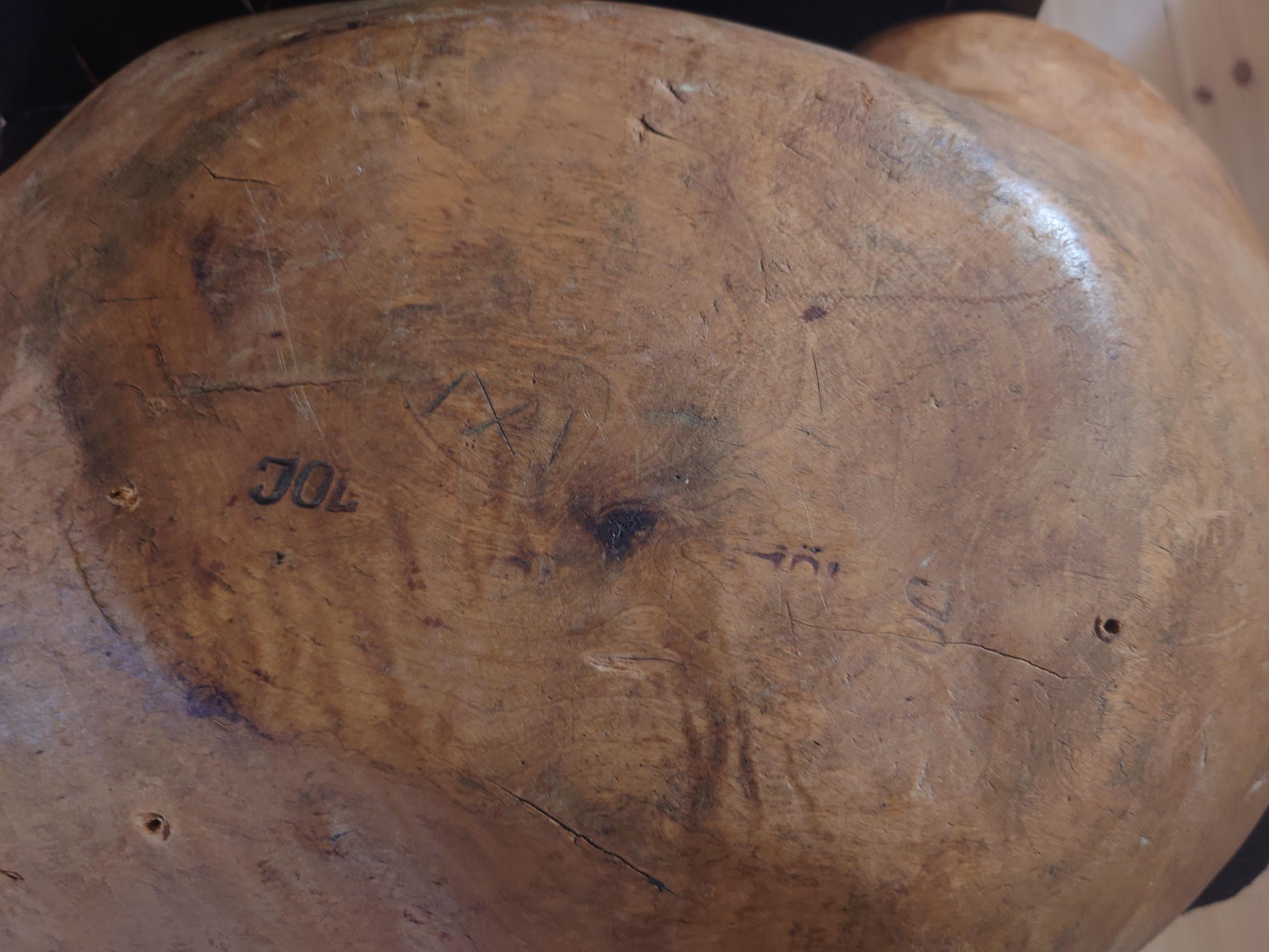 19th Century Big antique rustic country  Swedish Wooden bowl For Sale 13