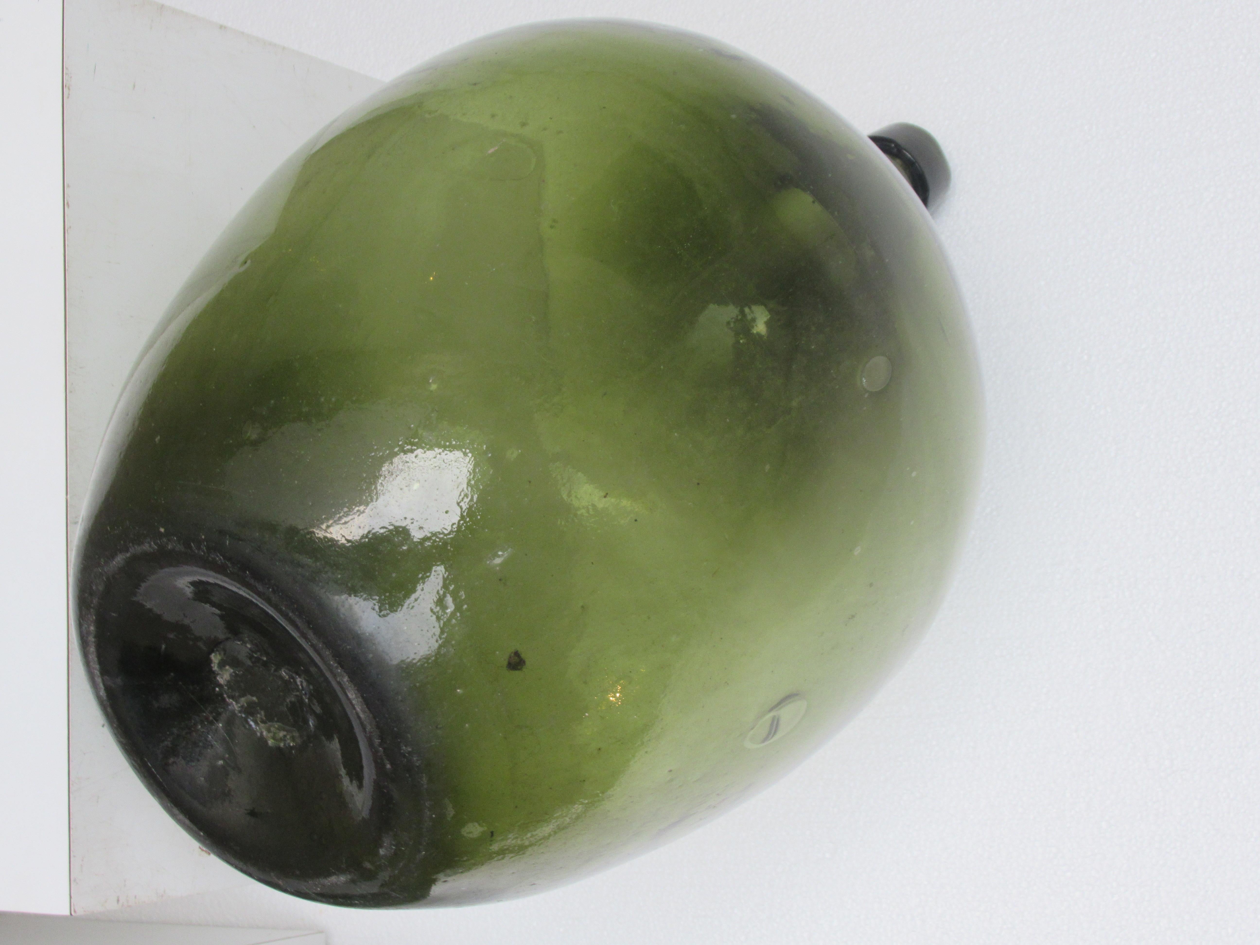 French 19th Century Big Green Blown Glass Demijohn