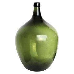 Antique 19th Century Big Green Blown Glass Demijohn