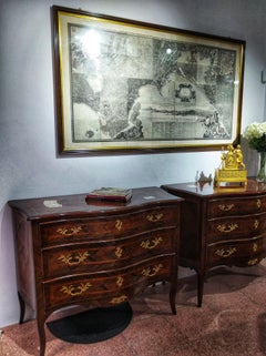 19th Century Big Italian Print Map and History of Naples