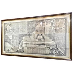 19th Century Big Italian Print Map and History of Naples