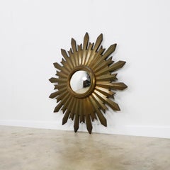 19th Century Big Size Gold Leaf Sunburst Mirror
