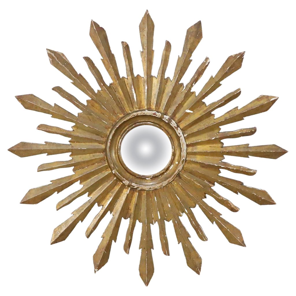 19. Jahrhundert Großer Goldblatt-Sonnenschliff-Spiegel