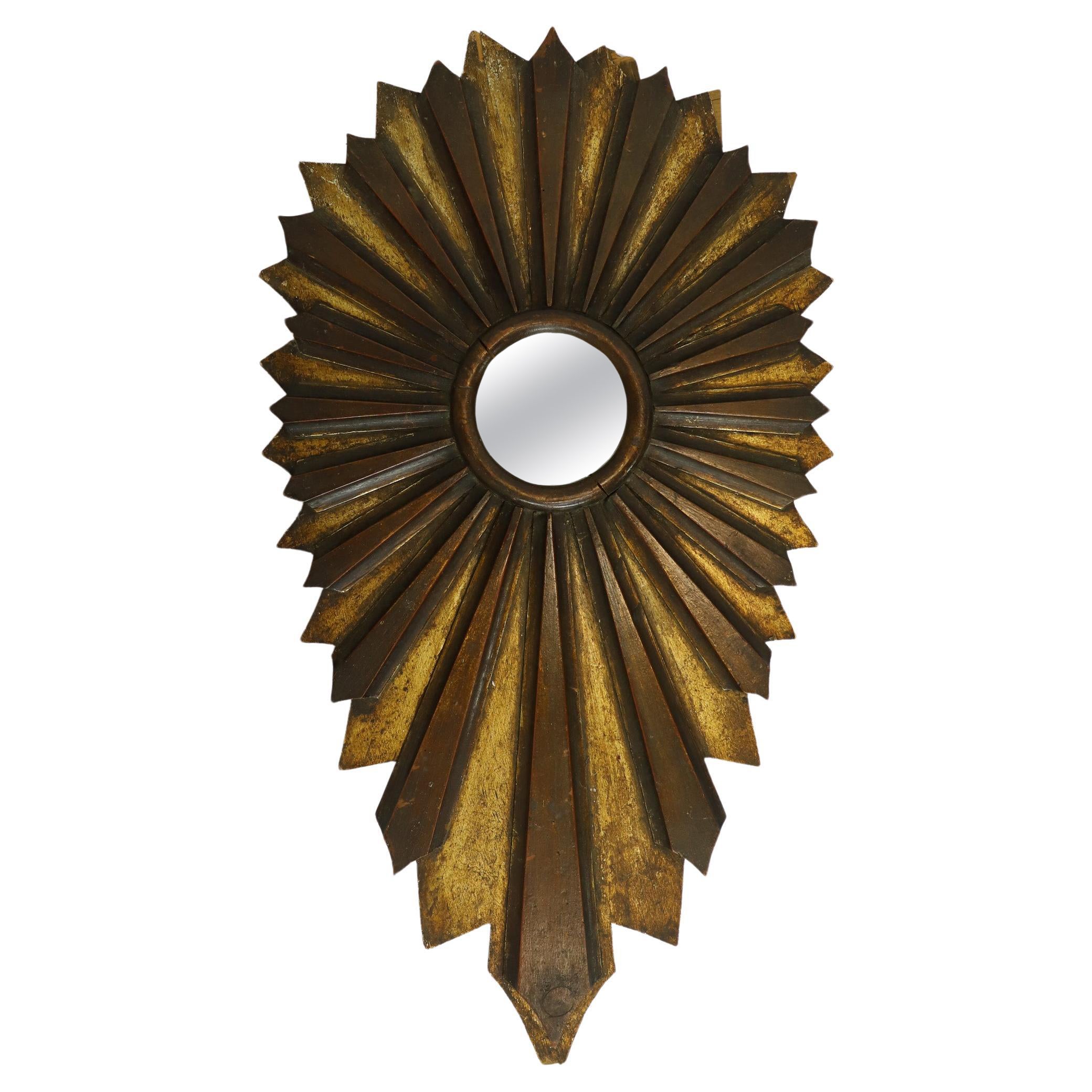 19th Century Big Size Gold Leaf Sunburst Mirror