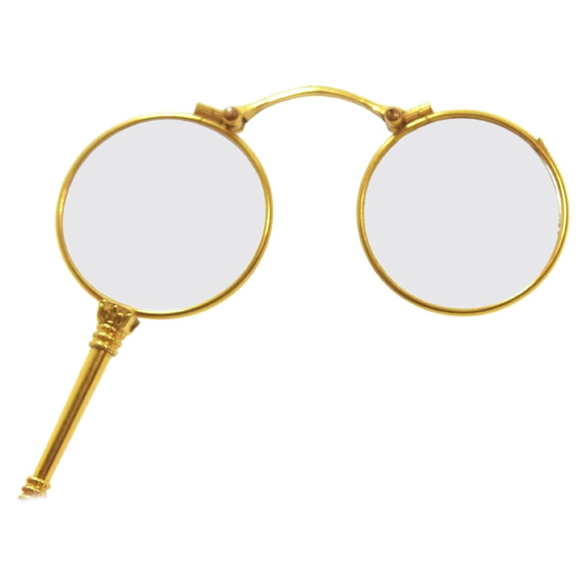 19th Century Binocle or Face to Hand in Gold For Sale