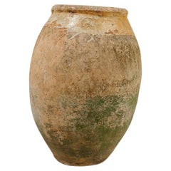 19th century Biot green and yellow glazed terra cotta vase 