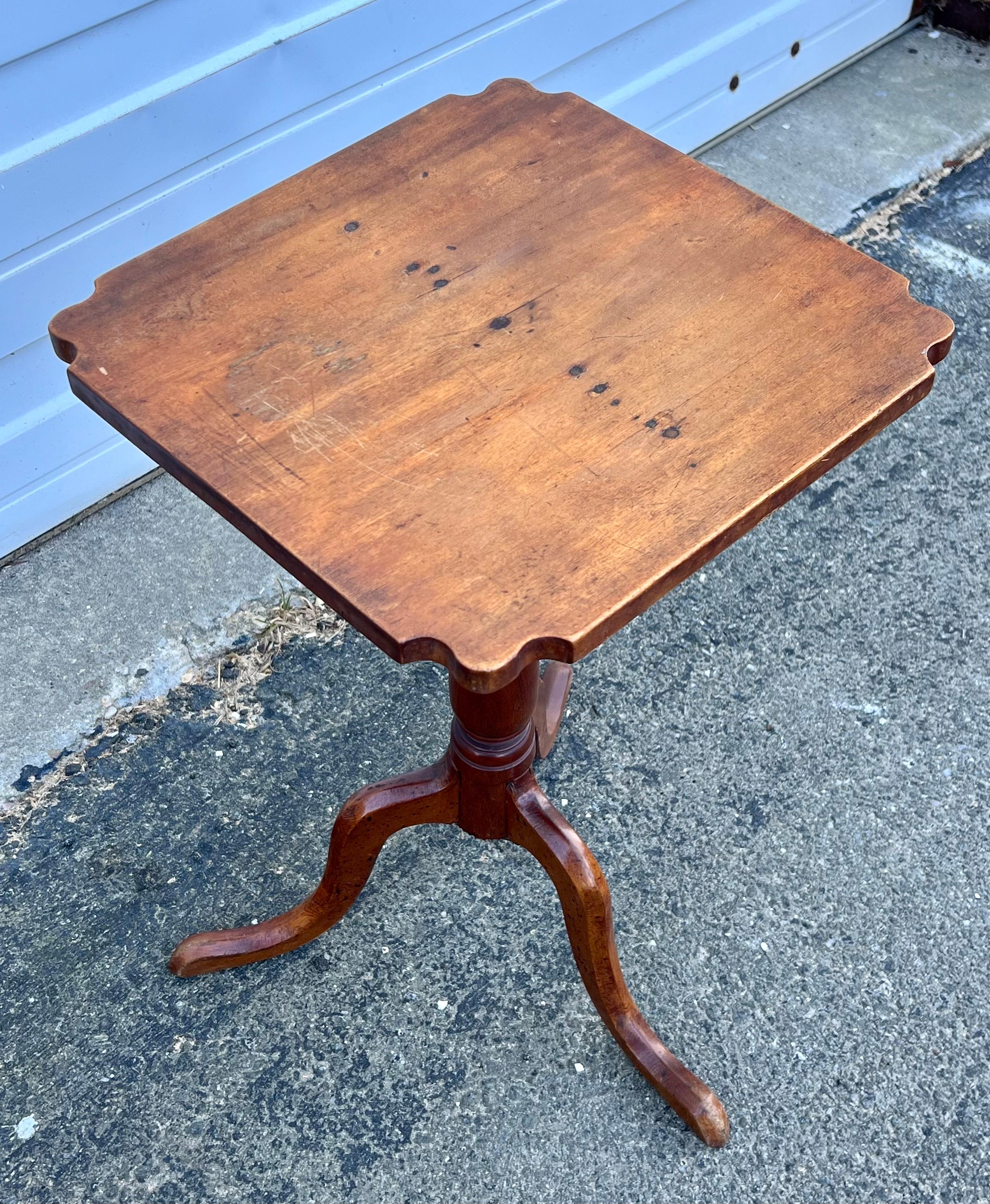 Hand-Crafted 19th Century Birch Candle Sand on Tripod Base For Sale