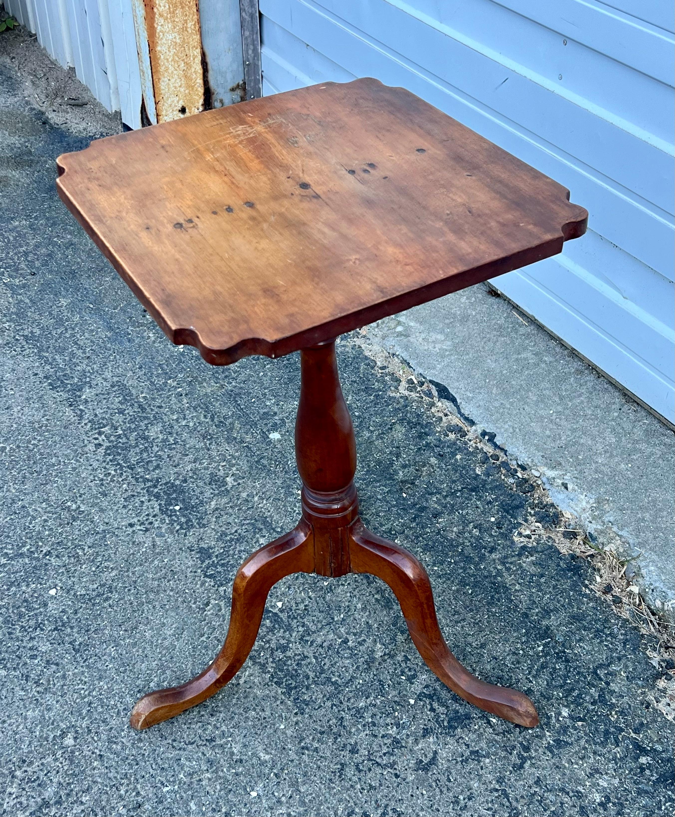 19th Century Birch Candle Sand on Tripod Base In Good Condition For Sale In Nantucket, MA