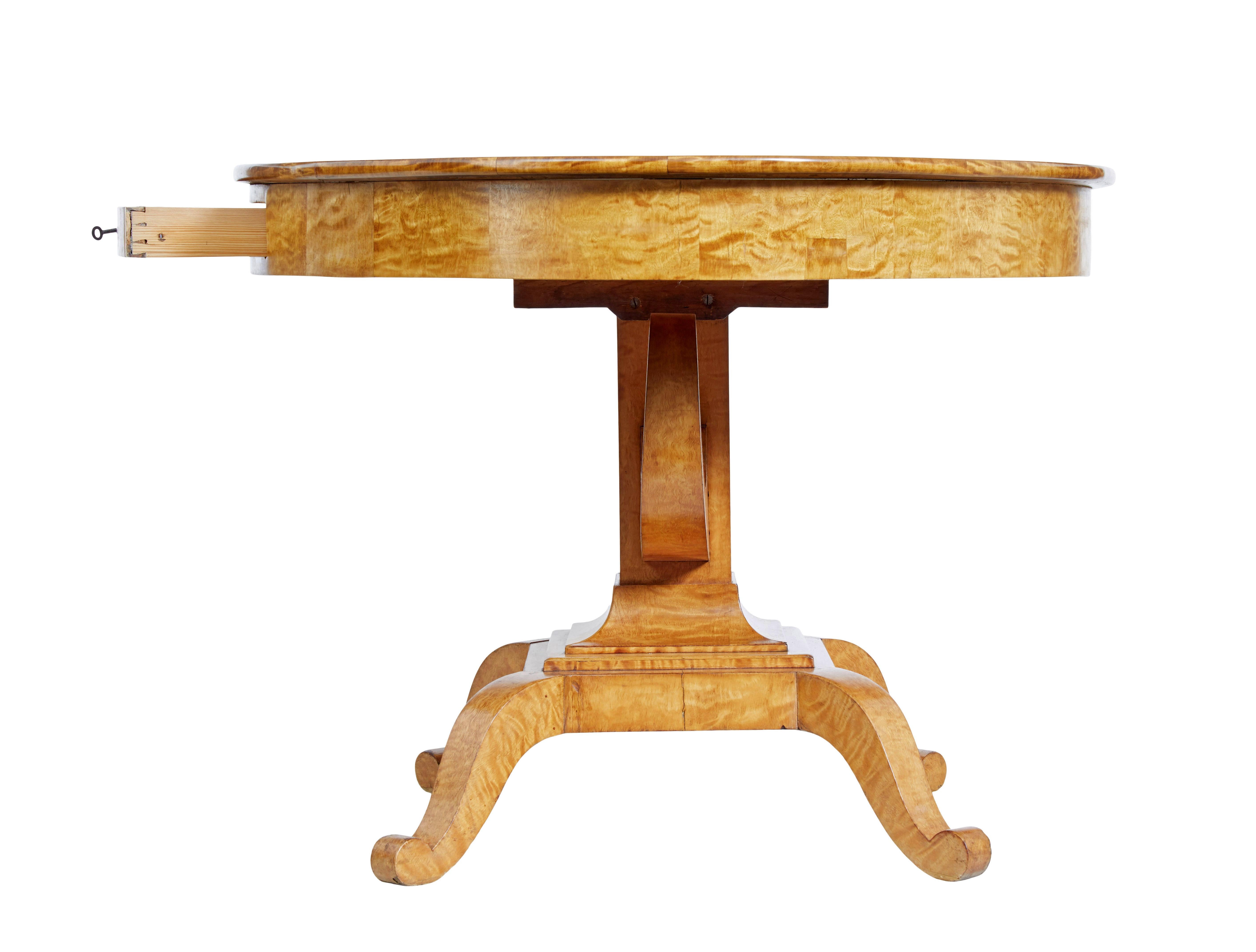 Swedish 19th Century birch empire oval center table For Sale