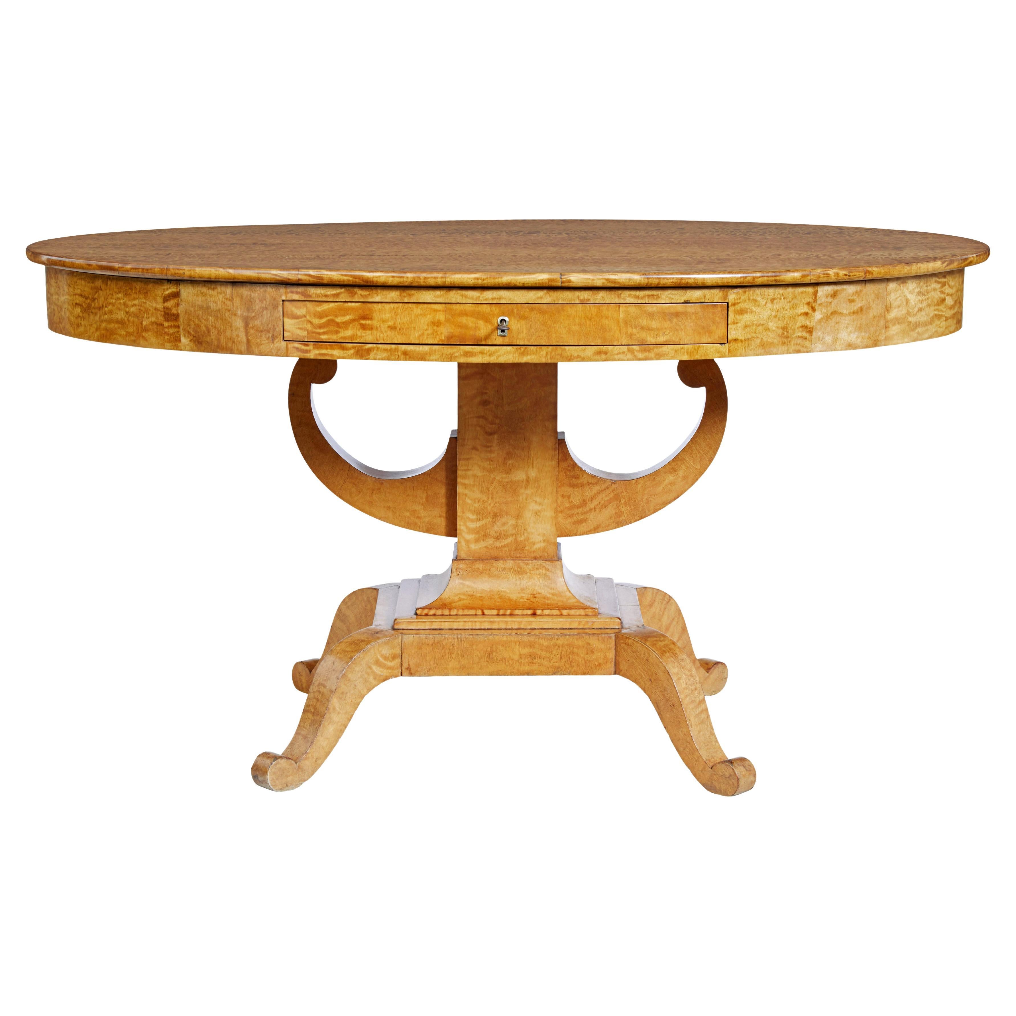 19th Century birch empire oval center table