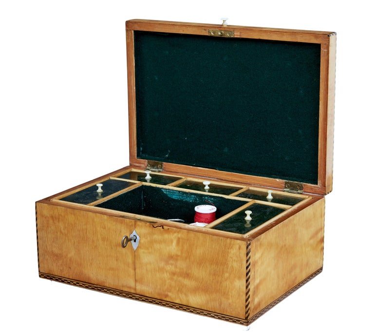 Birch Thread Box 19th Century birch sewing box with stringing at 1stDibs