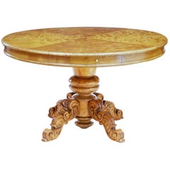 19th Century Birch Swedish Carved Drum Centre Table