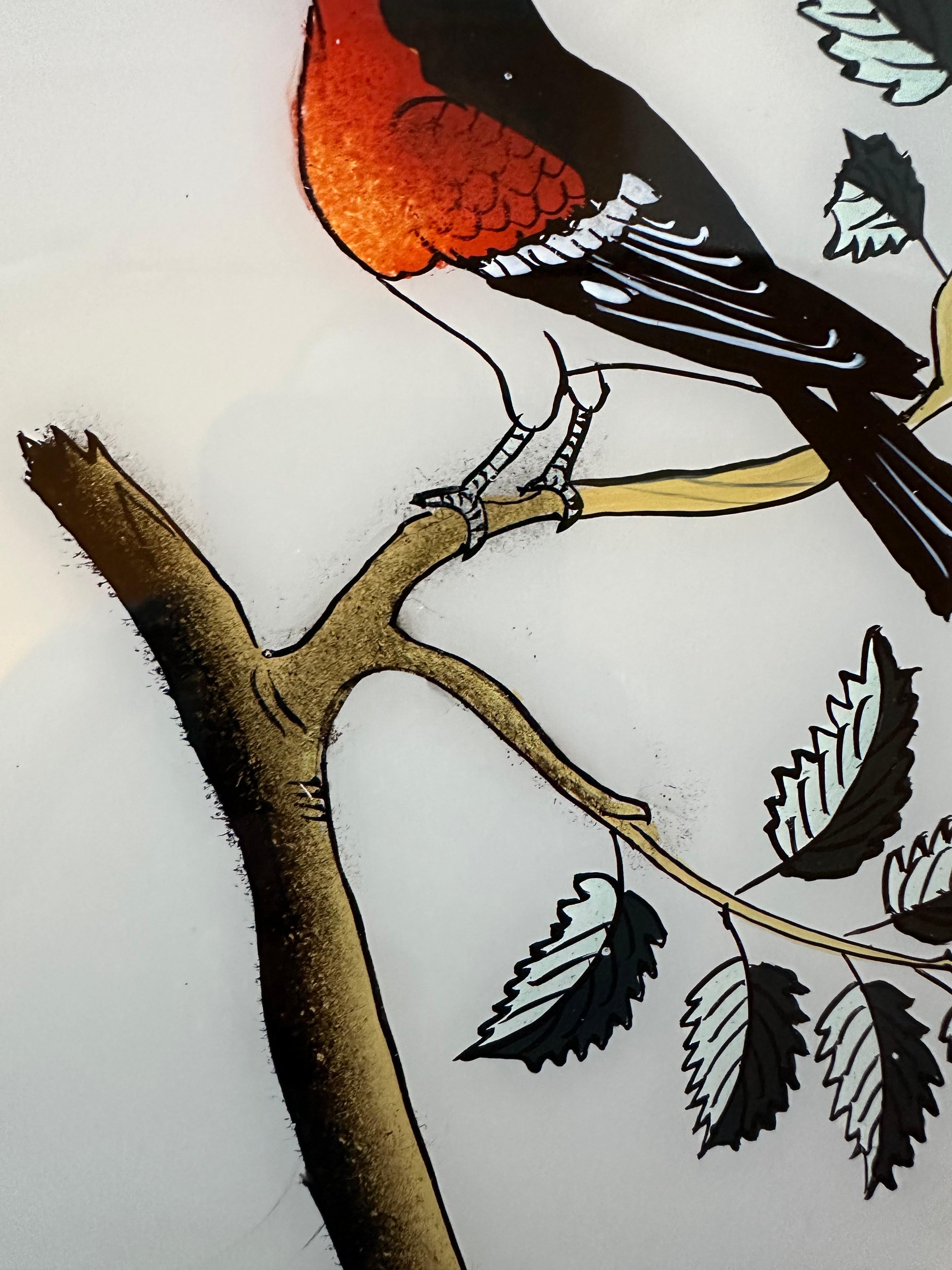 Ilustración de aves del siglo XIX: Arte aviar intemporal Vidrio en venta