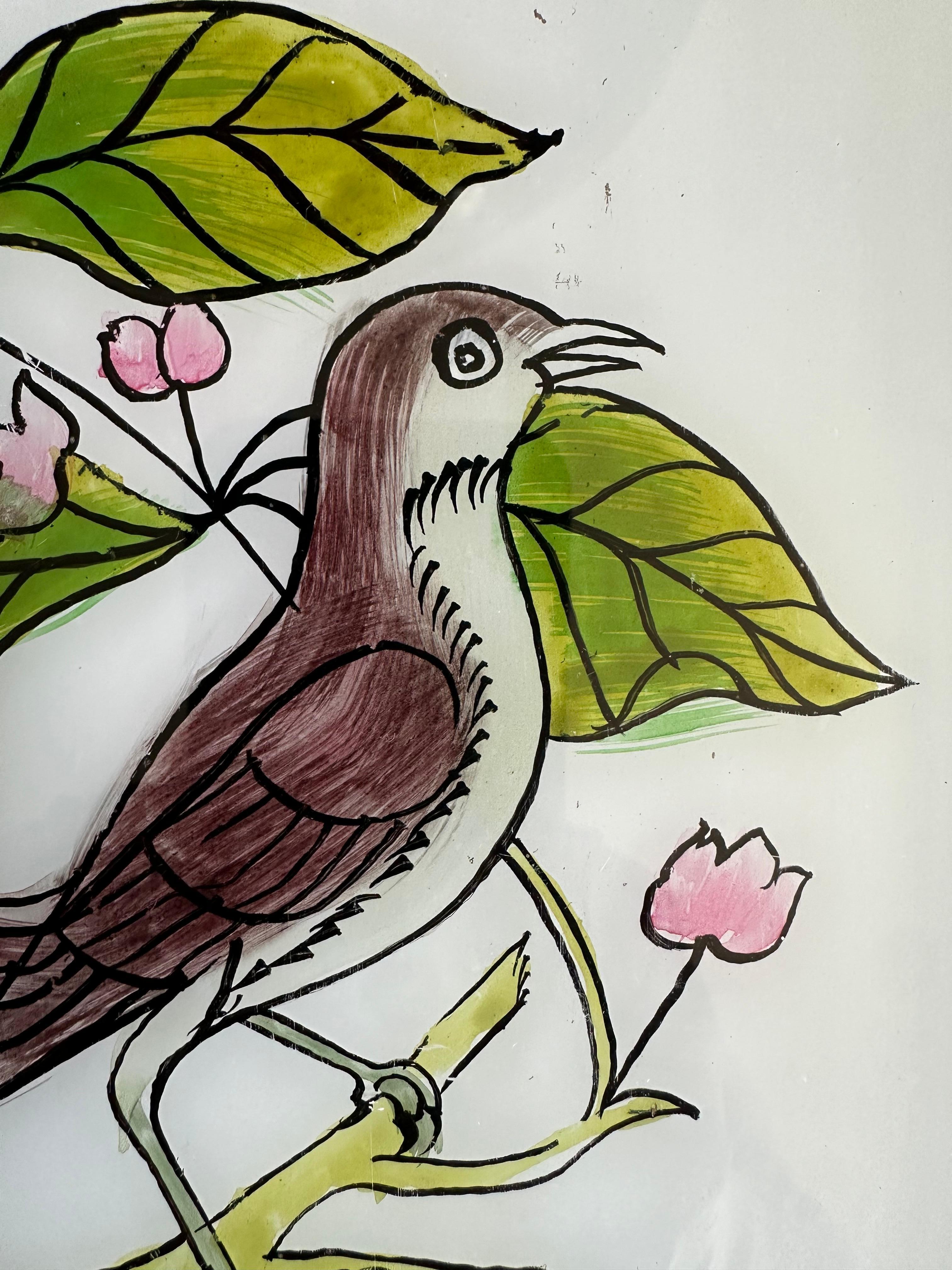 Este bello retrato de ave del siglo XIX capta la elegancia y los vibrantes detalles de su sujeto aviar con un arte excepcional. La pincelada precisa del artista y su gran atención al color y la forma dan vida al pájaro, resaltando sus rasgos
