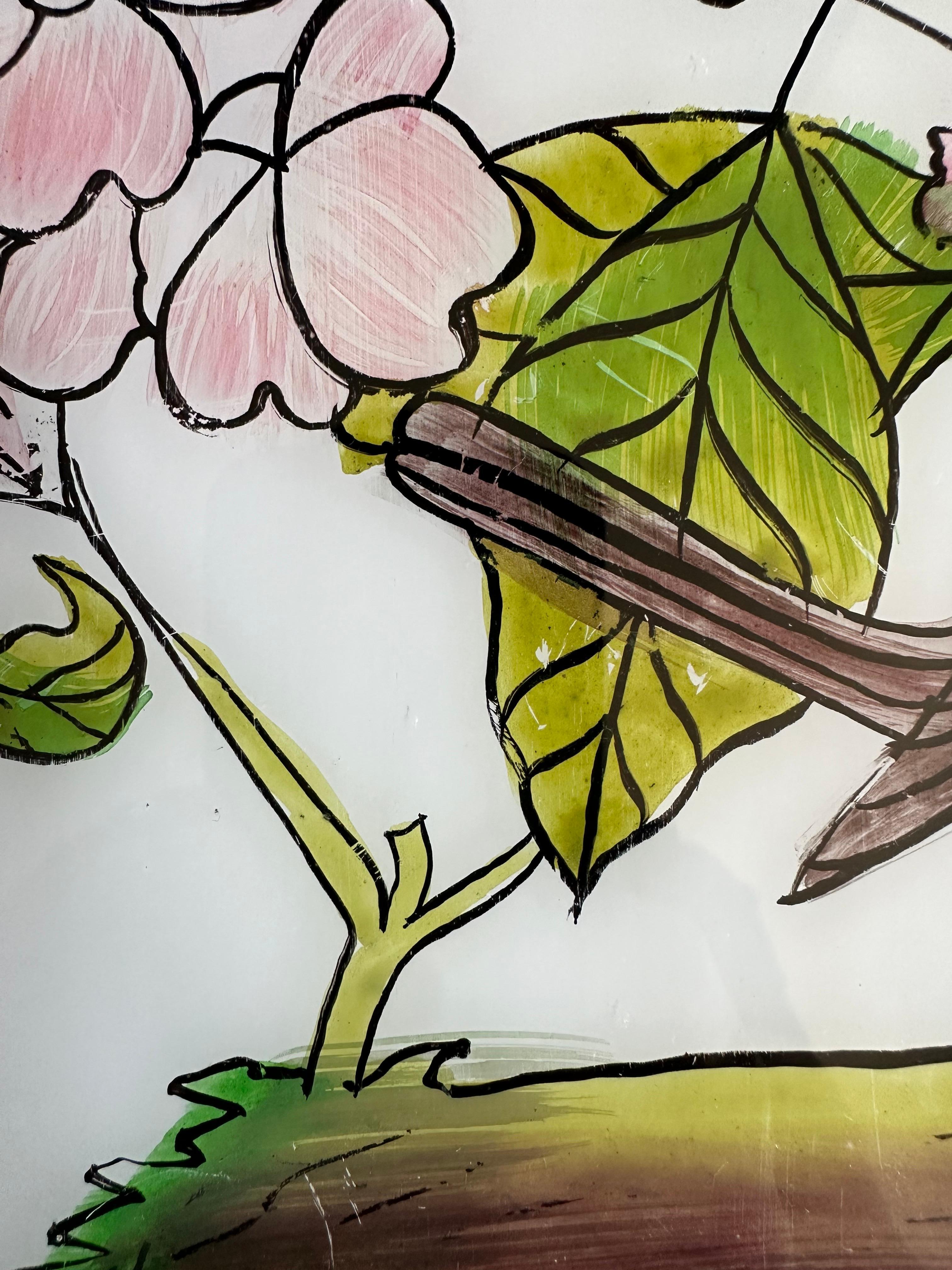 Retrato de aves del siglo XIX: Arte Ornitológico Grácil Vidrio en venta