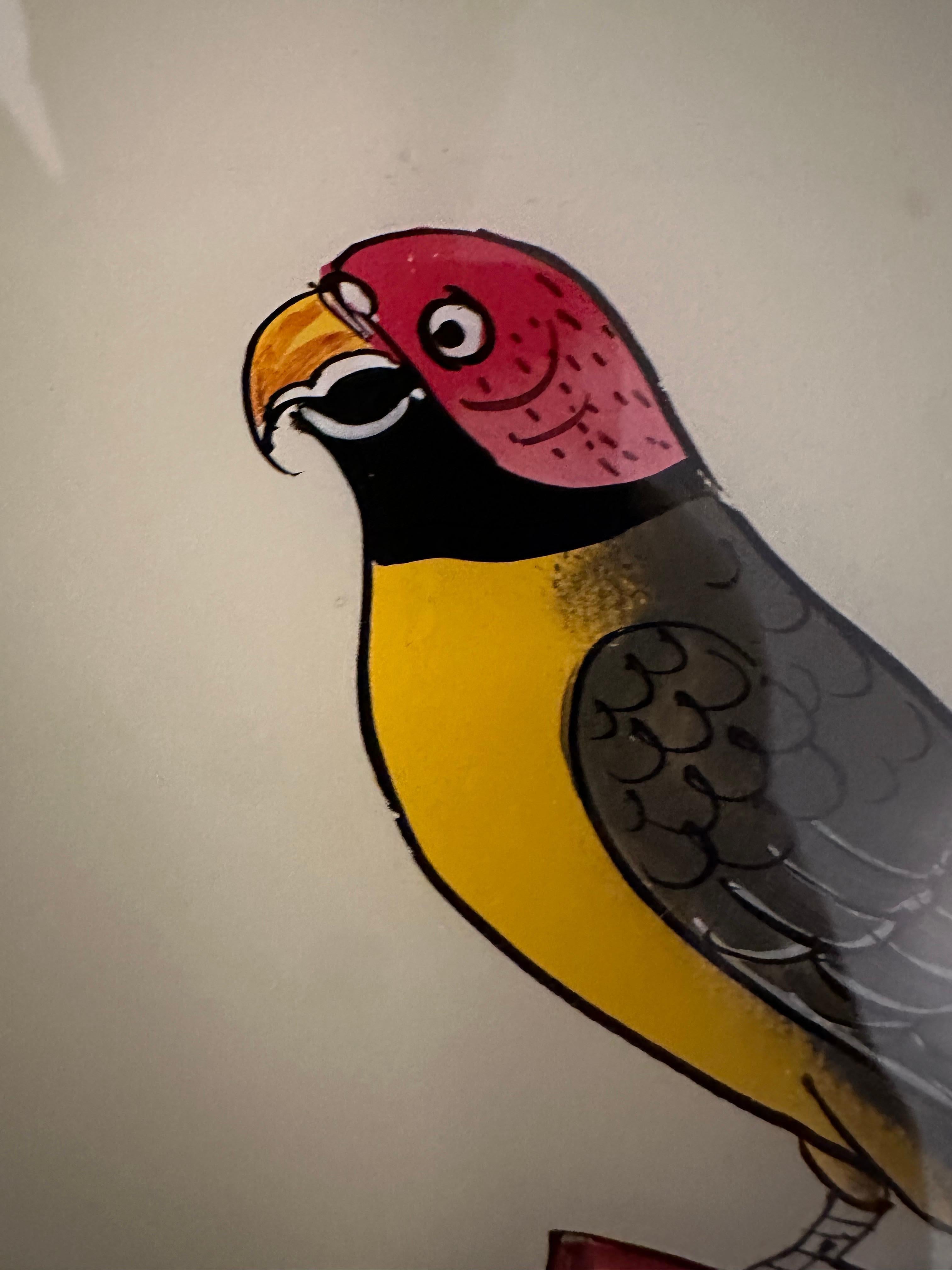 Cette exquise peinture d'oiseaux du XIXe siècle capture l'élégance et la beauté vibrante de son sujet avec un niveau de détail et un art remarquables. L'attention méticuleuse de l'artiste pour les plumes délicates de l'oiseau, les couleurs vives et