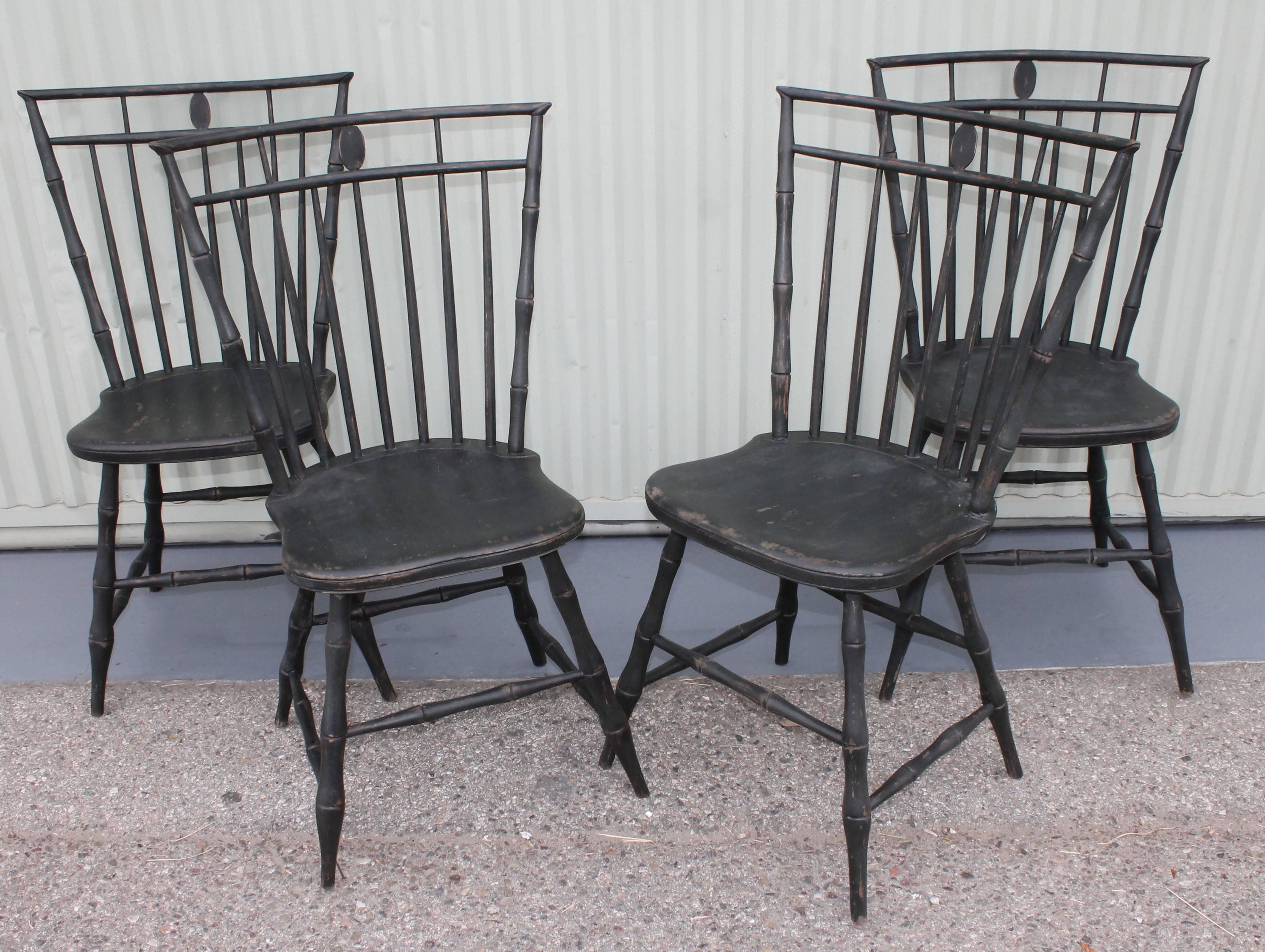 Other 19th Century Birdcage Windsor Chairs in Windsor Green, Set of Four
