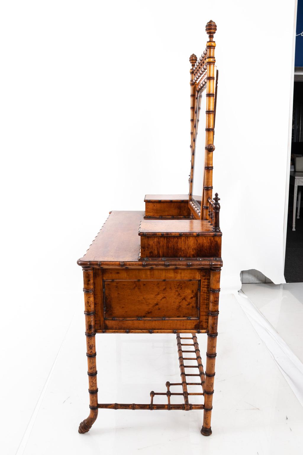 19th Century Bird's-Eye Maple Faux Bamboo Dressing Table by R. J. Horner 3