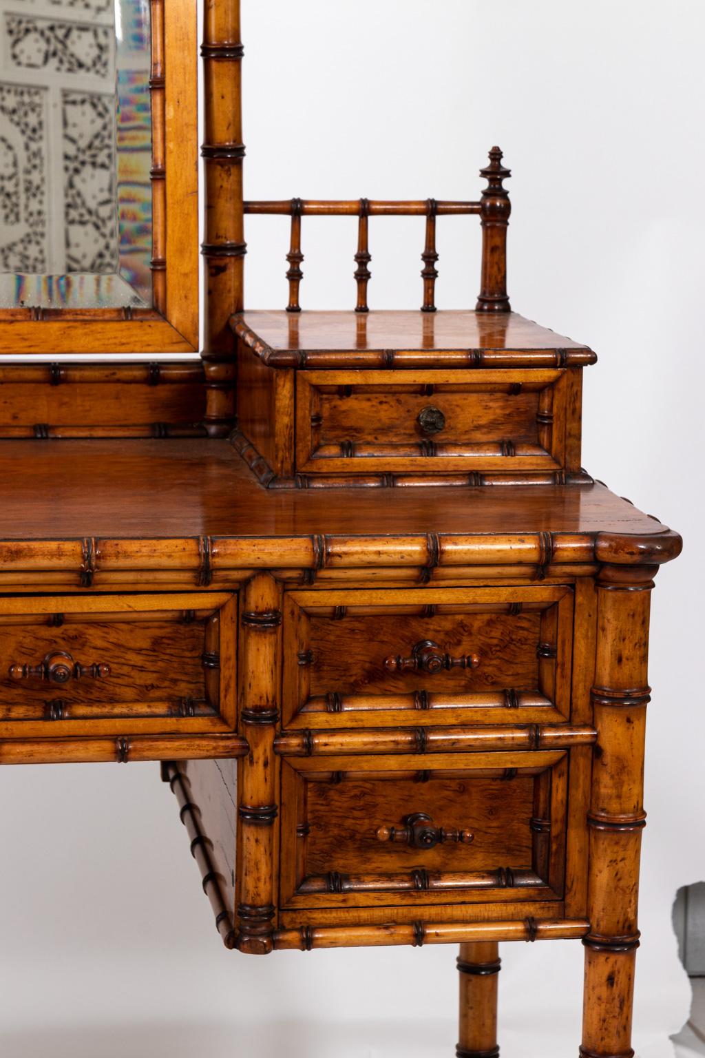 19th Century Bird's-Eye Maple Faux Bamboo Dressing Table by R. J. Horner 6