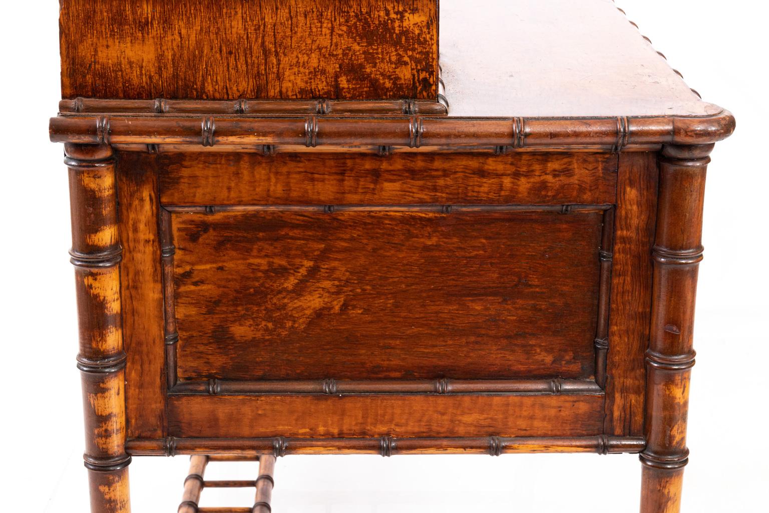 American 19th Century Bird's-Eye Maple Faux Bamboo Dressing Table by R. J. Horner