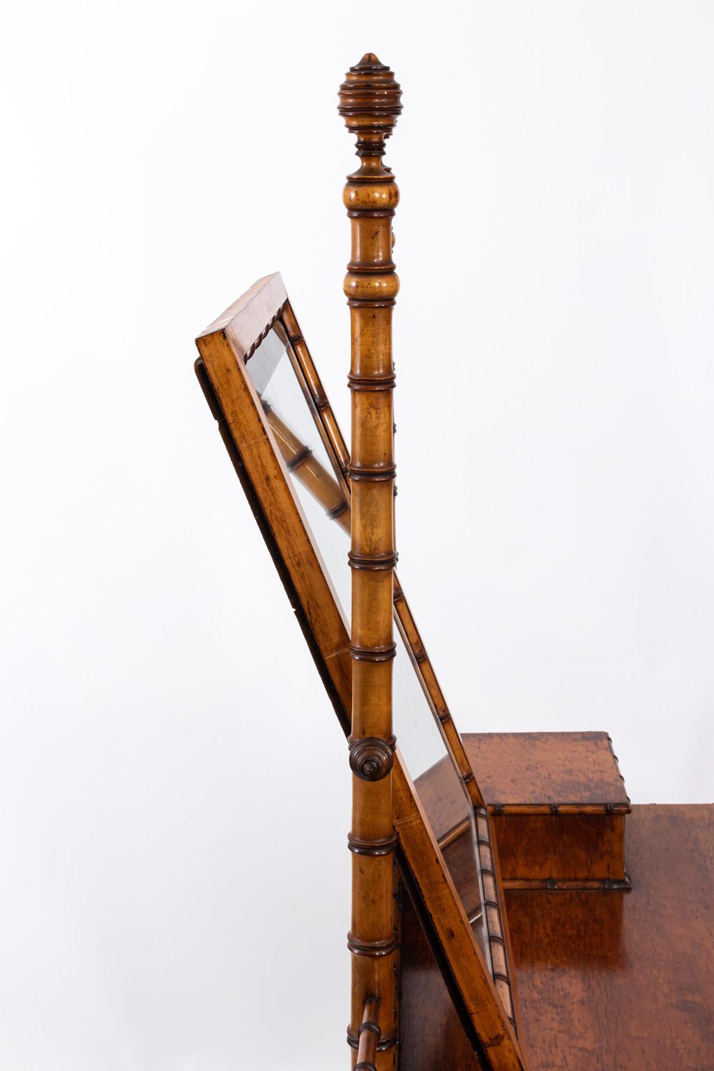 19th Century Bird's-Eye Maple Faux Bamboo Dressing Table by R. J. Horner 1