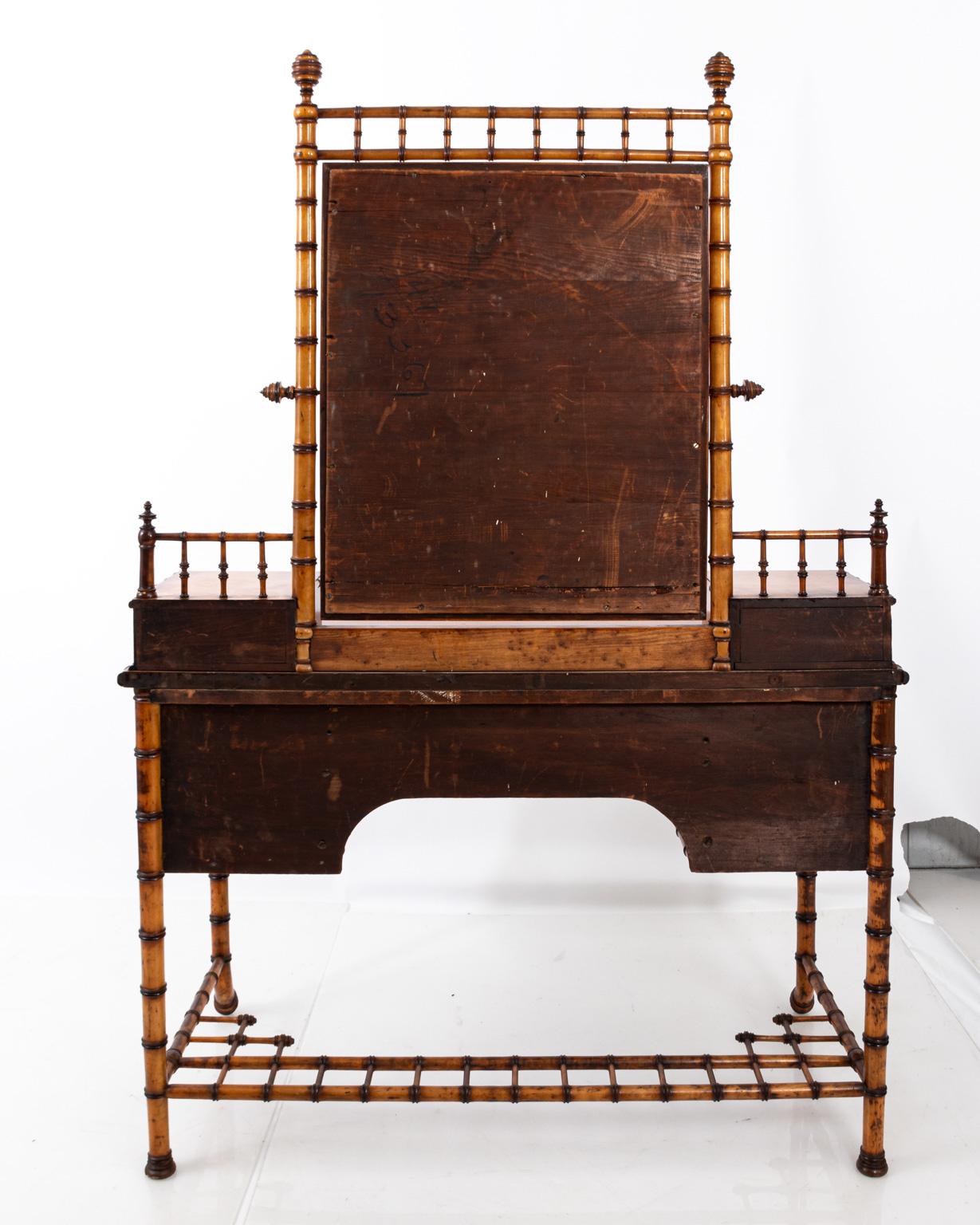 19th Century Bird's-Eye Maple Faux Bamboo Dressing Table by R. J. Horner 2