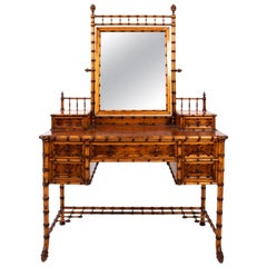 19th Century Bird's-Eye Maple Faux Bamboo Dressing Table by R. J. Horner
