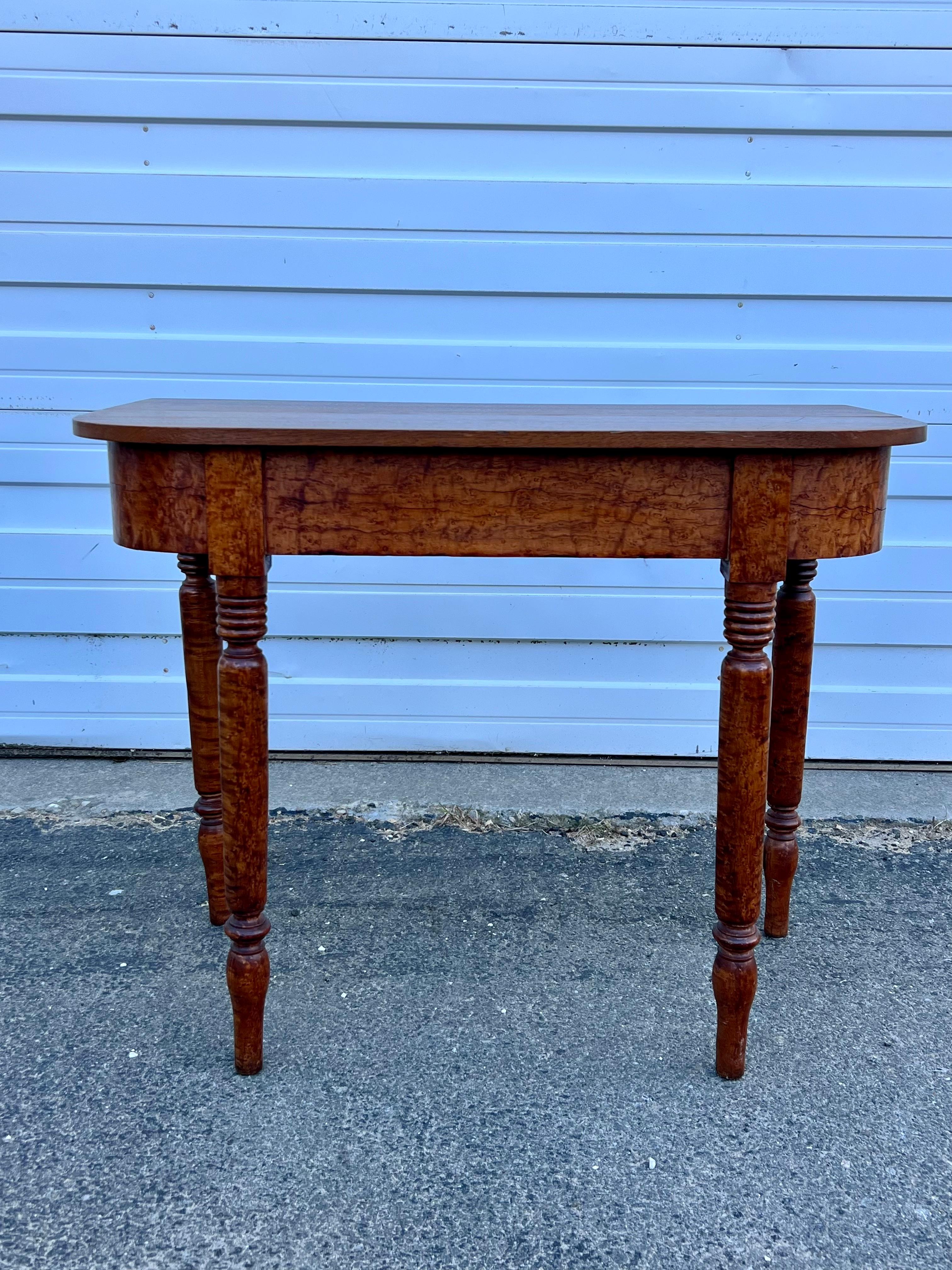 Hand-Crafted 19th Century Birdseye Maple Console Table For Sale