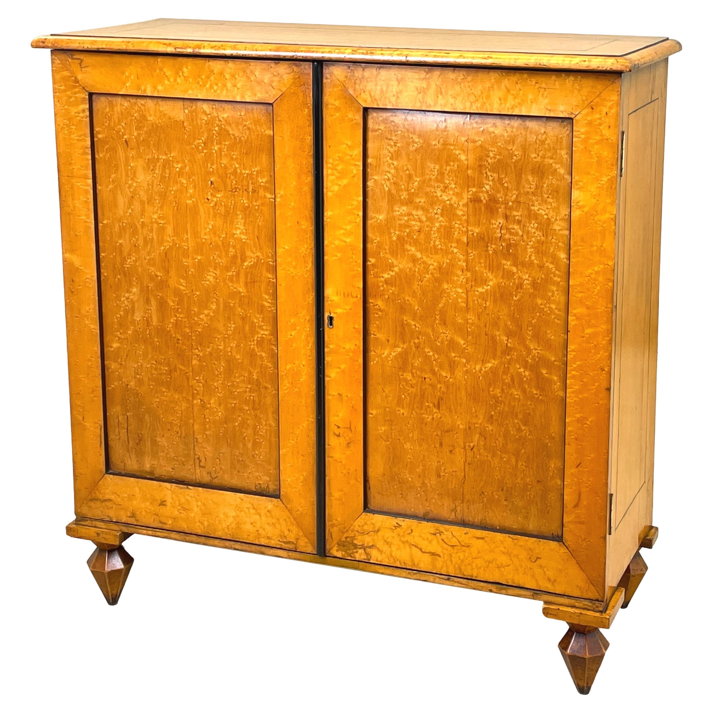 19th Century Birdseye Maple Cupboard For Sale