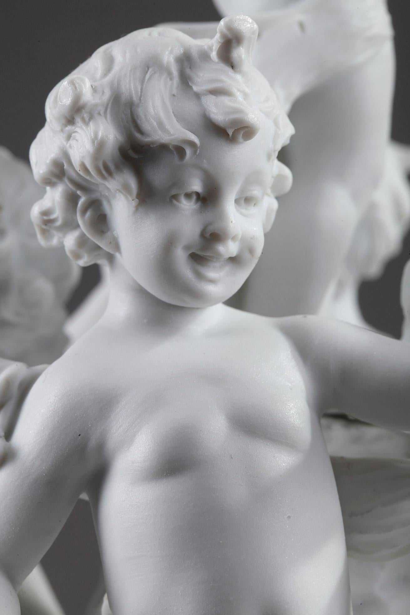 19th Century Biscuit Statuette, Putti Dancing by Volkstedt-Rudolstadt 4