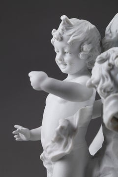 19th Century Biscuit Statuette, Putti Dancing by Volkstedt-Rudolstadt
