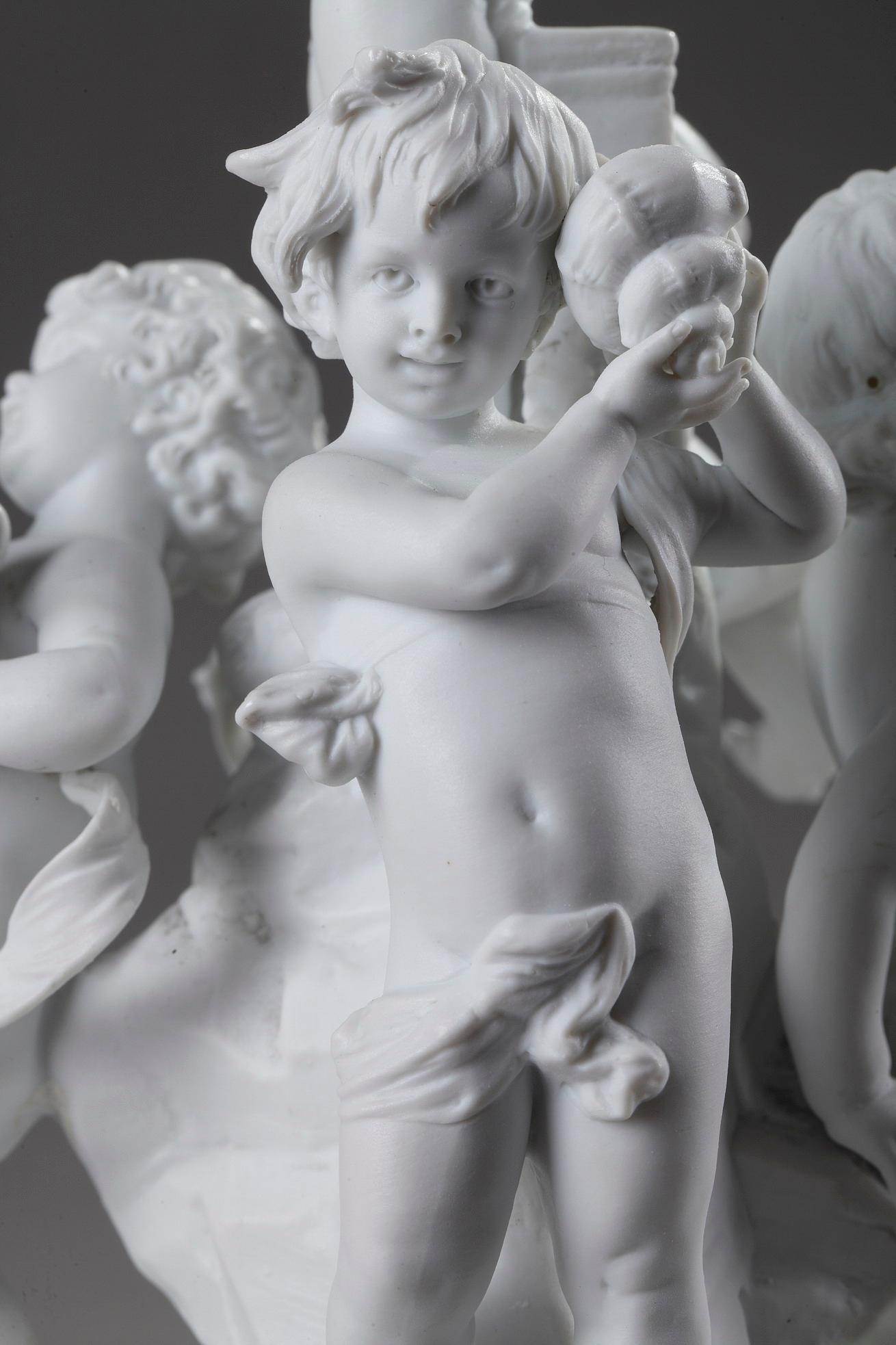 Porcelain 19th Century Biscuit Statuette, Putti Dancing by Volkstedt-Rudolstadt