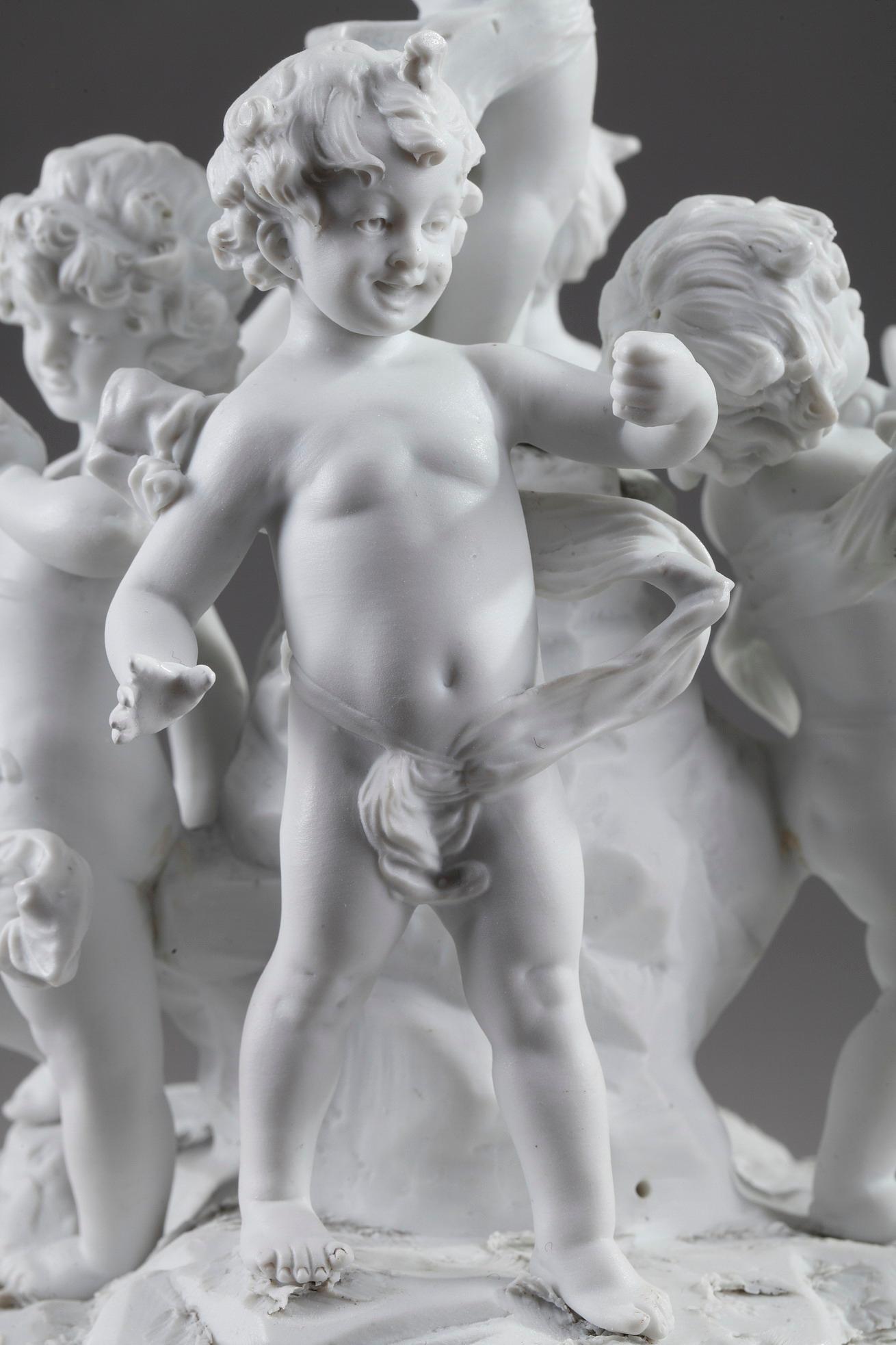 19th Century Biscuit Statuette, Putti Dancing by Volkstedt-Rudolstadt 3