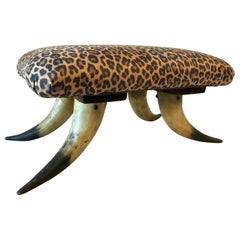 19th Century Bison Horn Footstool