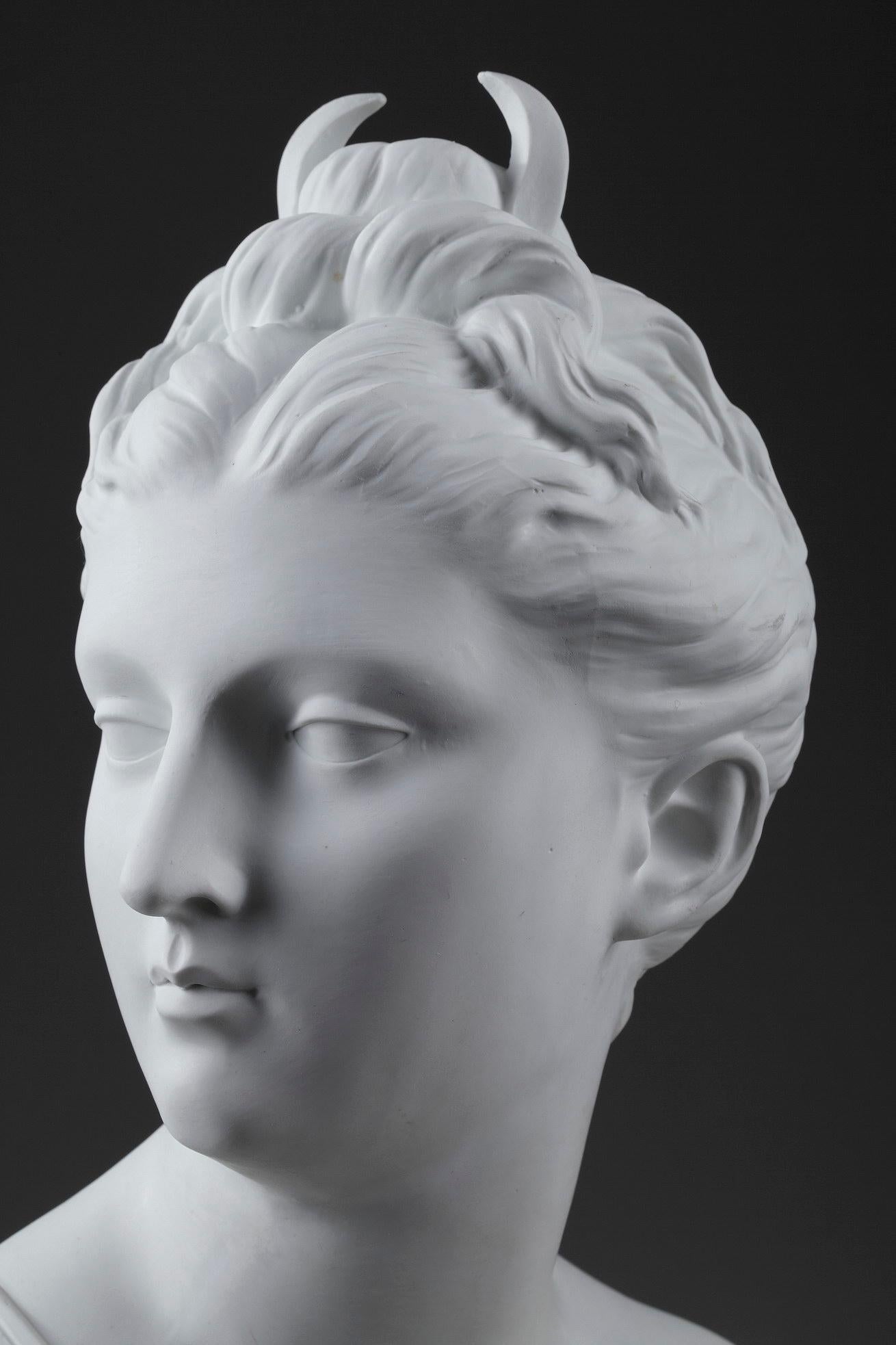 19th Century Bisque Bust: Diana the Huntress After Houdon 3
