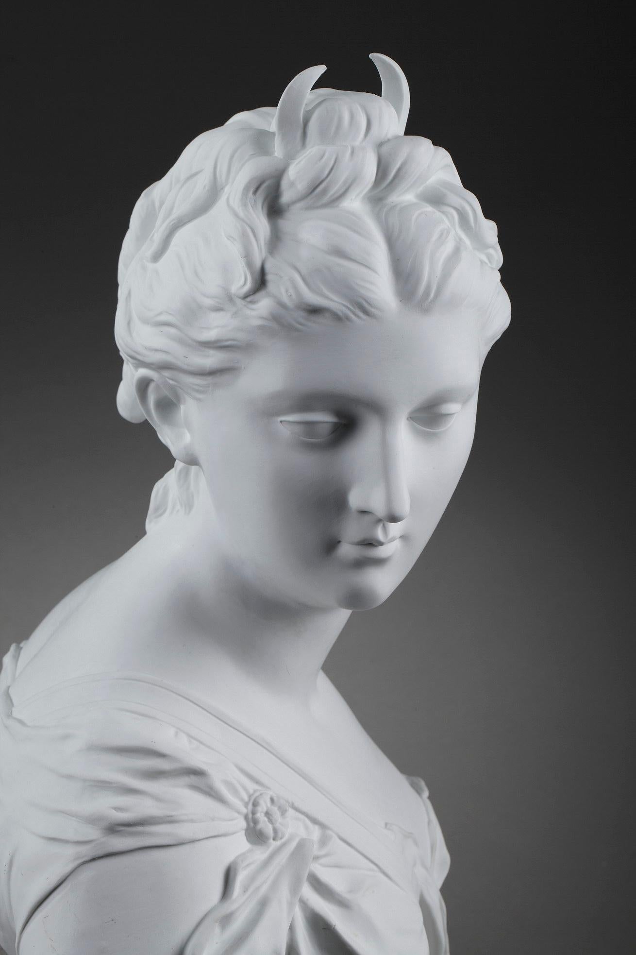 19th Century Bisque Bust: Diana the Huntress After Houdon 4